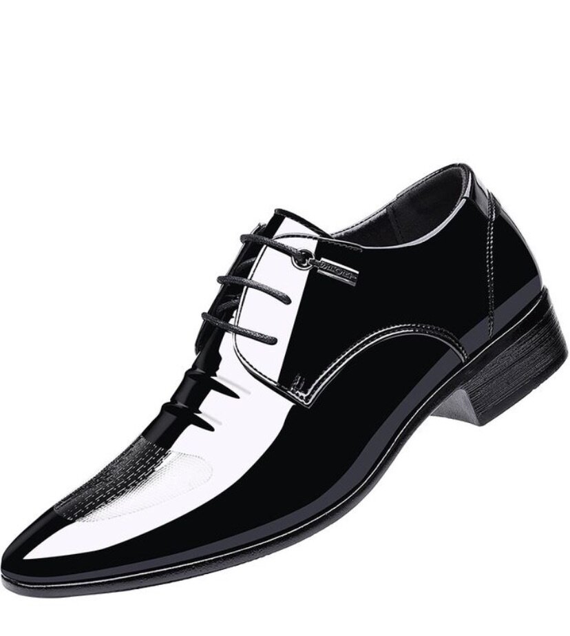 men's leather shoes large size-Black