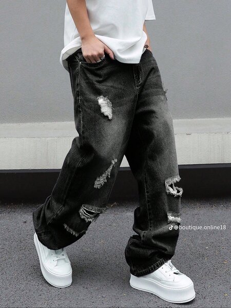 Jean baggy déchiré tendance