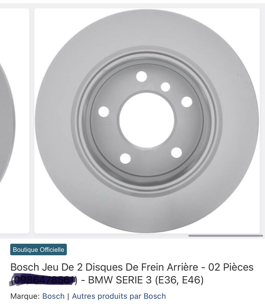 Bosch Jeu  2 Disques De Frein