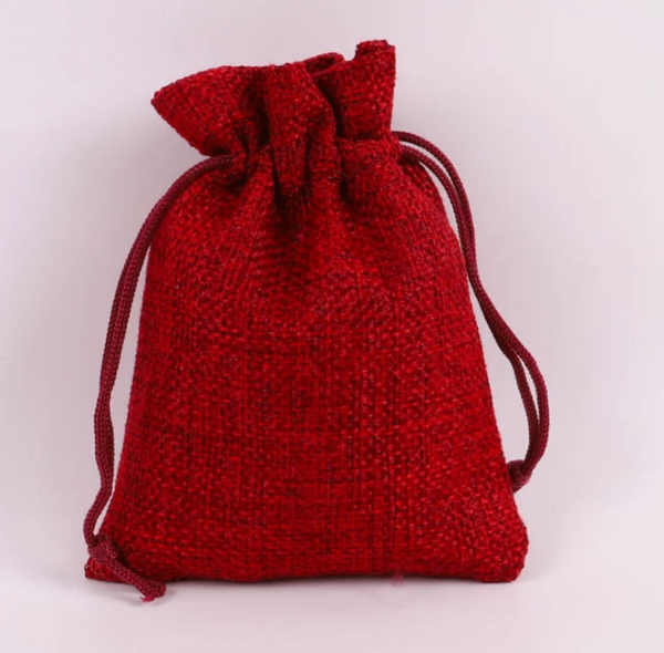 Grand sac en jute rouge bordea