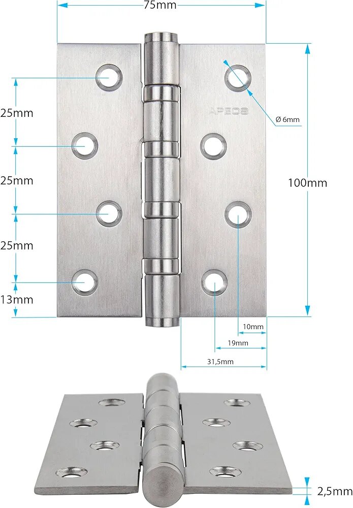 Charnières en acier inox
