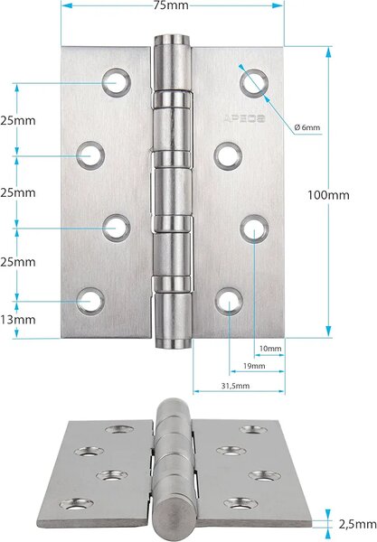 Charnières en acier inox