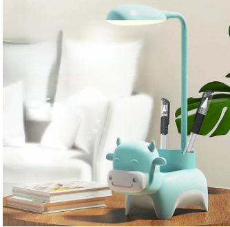 Light for Kids with Pen Holder Dimming Flexible Hose, Warm Light, Cute Animal Table Lamp Rechargeable Desk Lamp