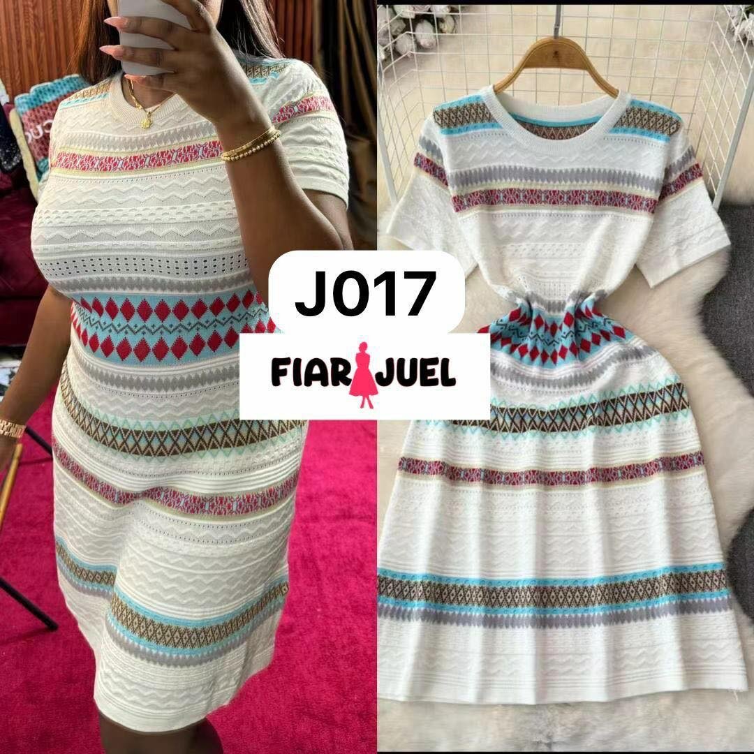 Robe tricotée multicolore
