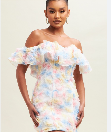 The Snowflake Baddie Dress -Rainbow
