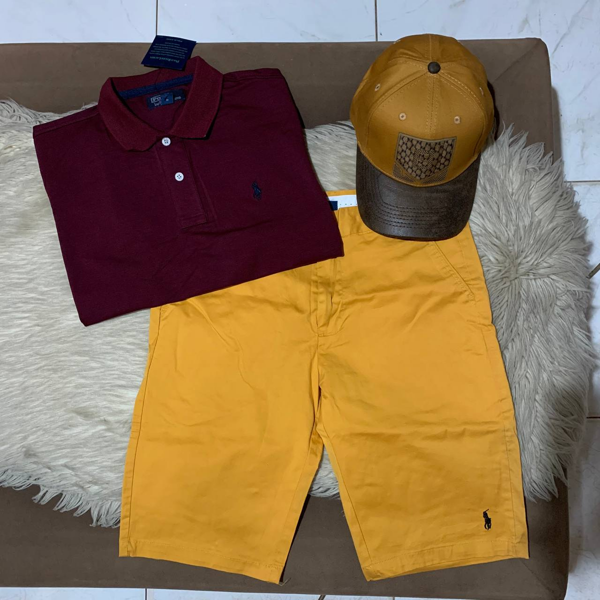 ready-made outfit with yellow shorts