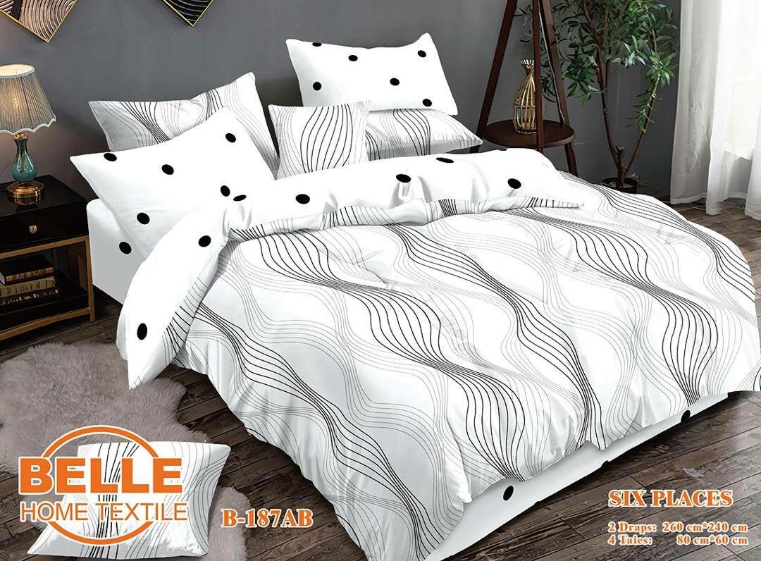 Ensemble drap de 3 places + couverture + 2 taies d'oreillers