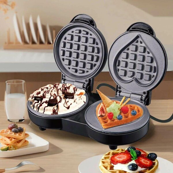Double Waffle Iron, Heart Waffle Maker