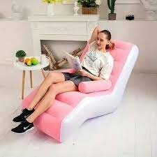 Chaise longue gonflable rose