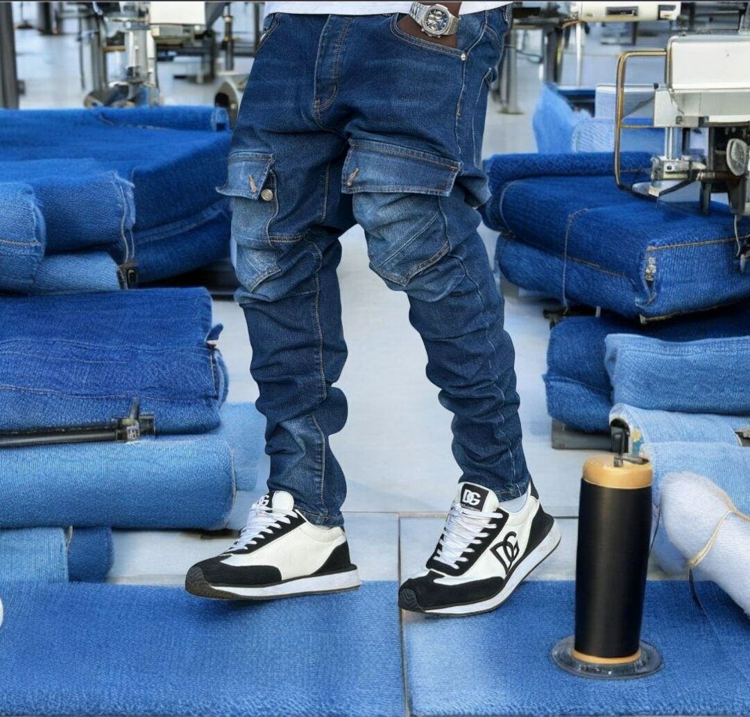 Pantalon cargo en denim homme