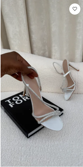 Omolara White Diamanté Sling Back