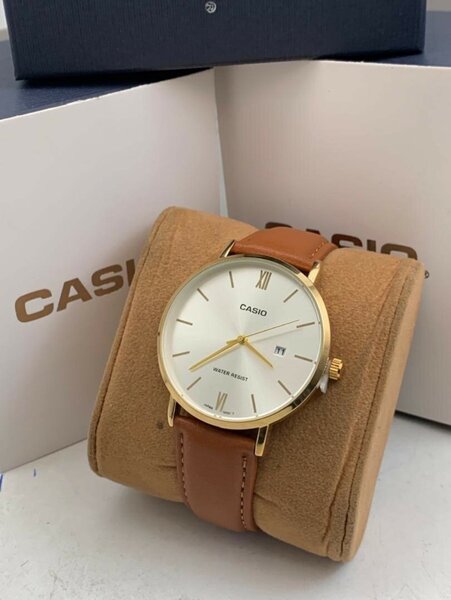 Genuine leather casio watch