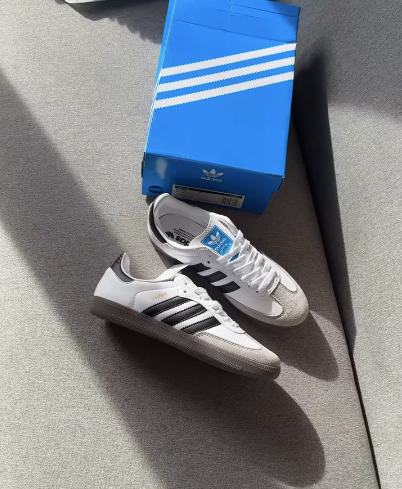 Кеды Adidas Samba белые/коричневые