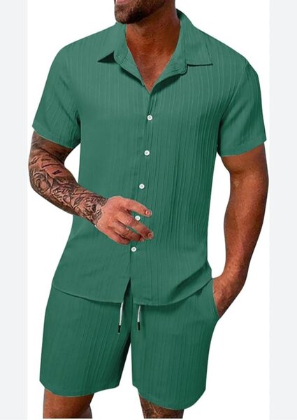 Ensemble homme - short et chemise vert
