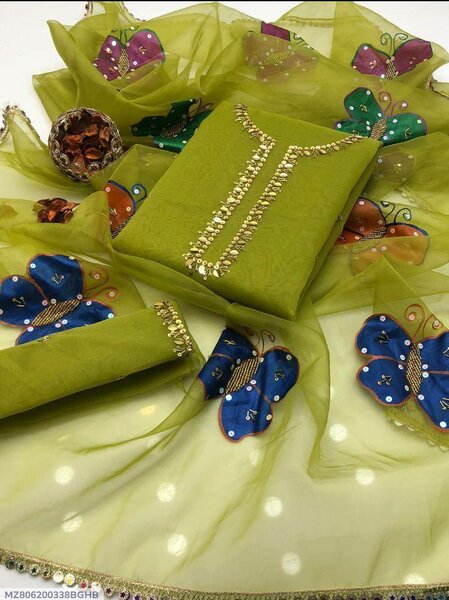 Eid collection women unstitched organza suit