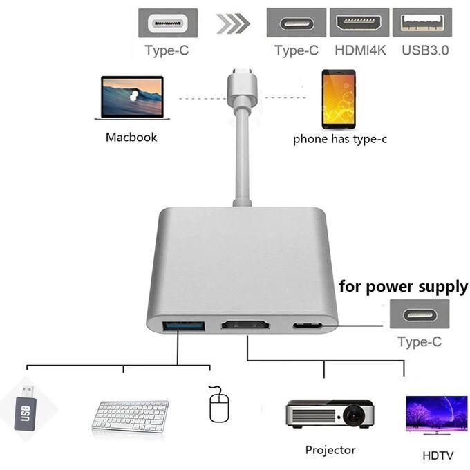 Adaptateur USB-C 3en1
