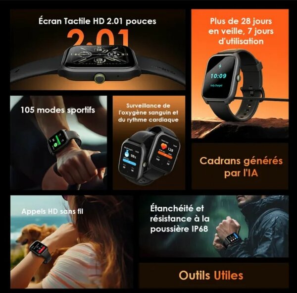 Montre Connectée Écran HD 2.01"