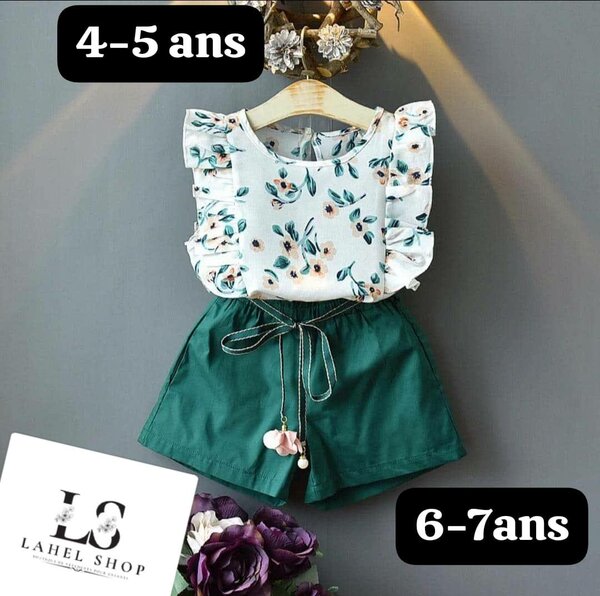 Tenue fille été fleurie