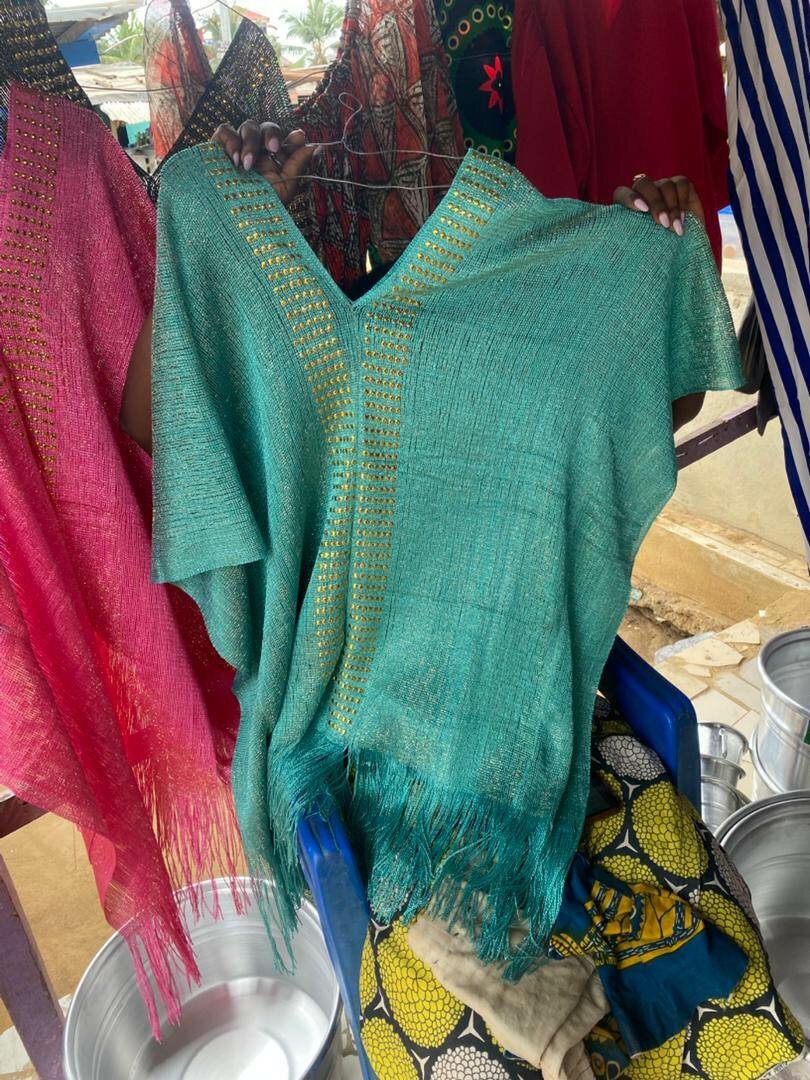 Poncho en Coton Avec Franges