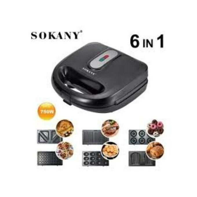 Sokany 6 In 1 Sandwich Toaster Waffle Maker Toast Grill - Bl