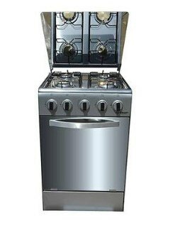 SMART - Cuisinière - Gaz 4 Feux Avec Four STC-5050SK - 50 X 50 Cm - Blanc/Noir