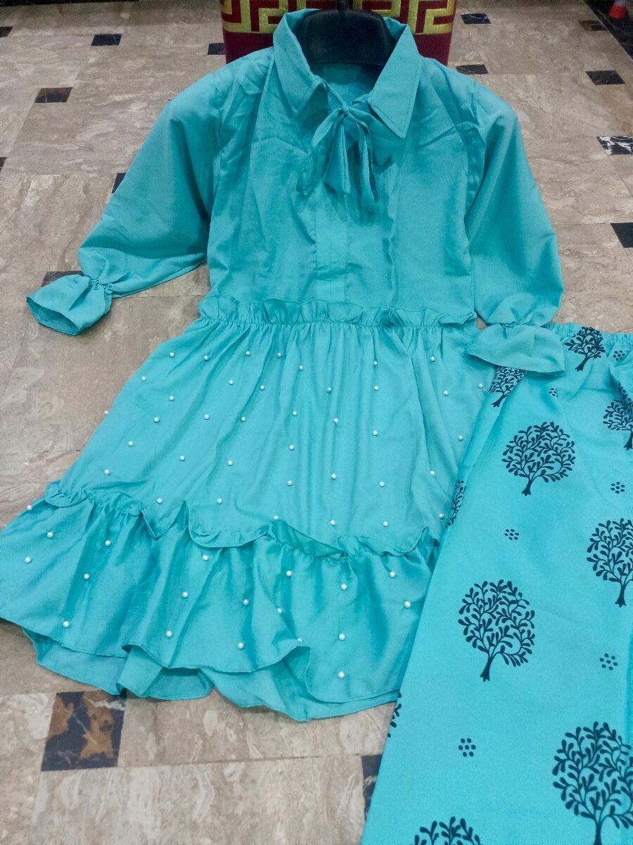 Luxry Grip silk motti work style frock and plazoo for girls
