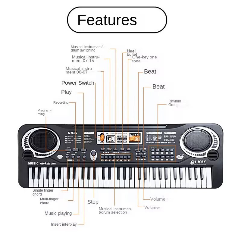 61 keys piano with mic
