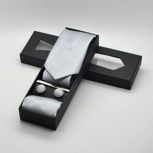 Ensemble cravate argentée luxe