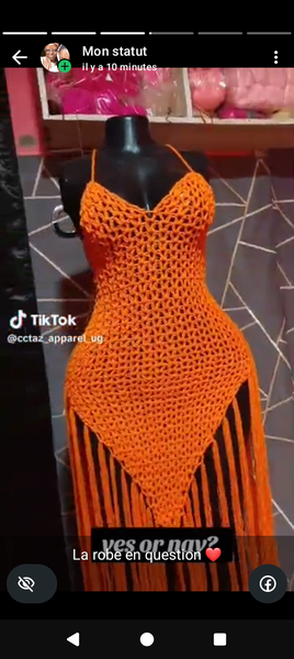 Robe crochet orange tendance