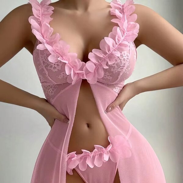 Nuisette Longue Rose Sexy