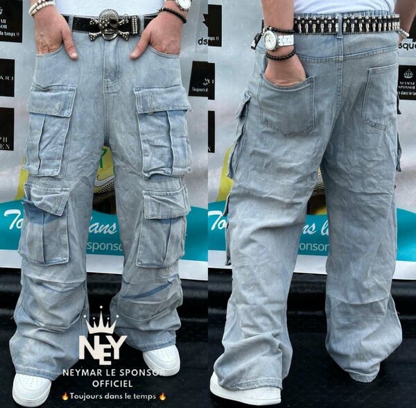 Jean cargo oversize homme