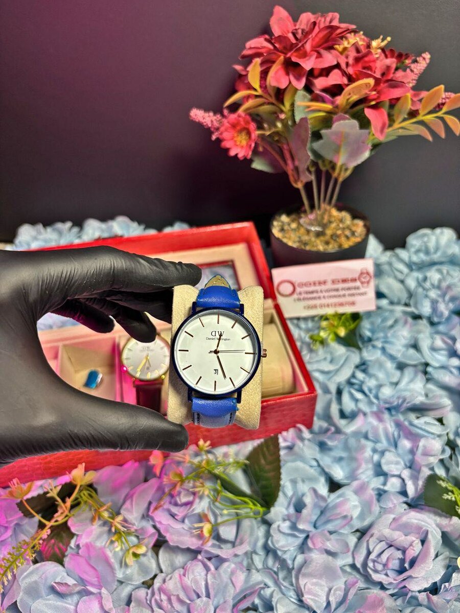 Montre élégante à bracelet bleu