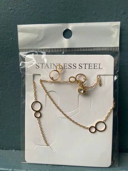 Colliers et Boucles d'Oreilles en Acier Inoxydable Doré