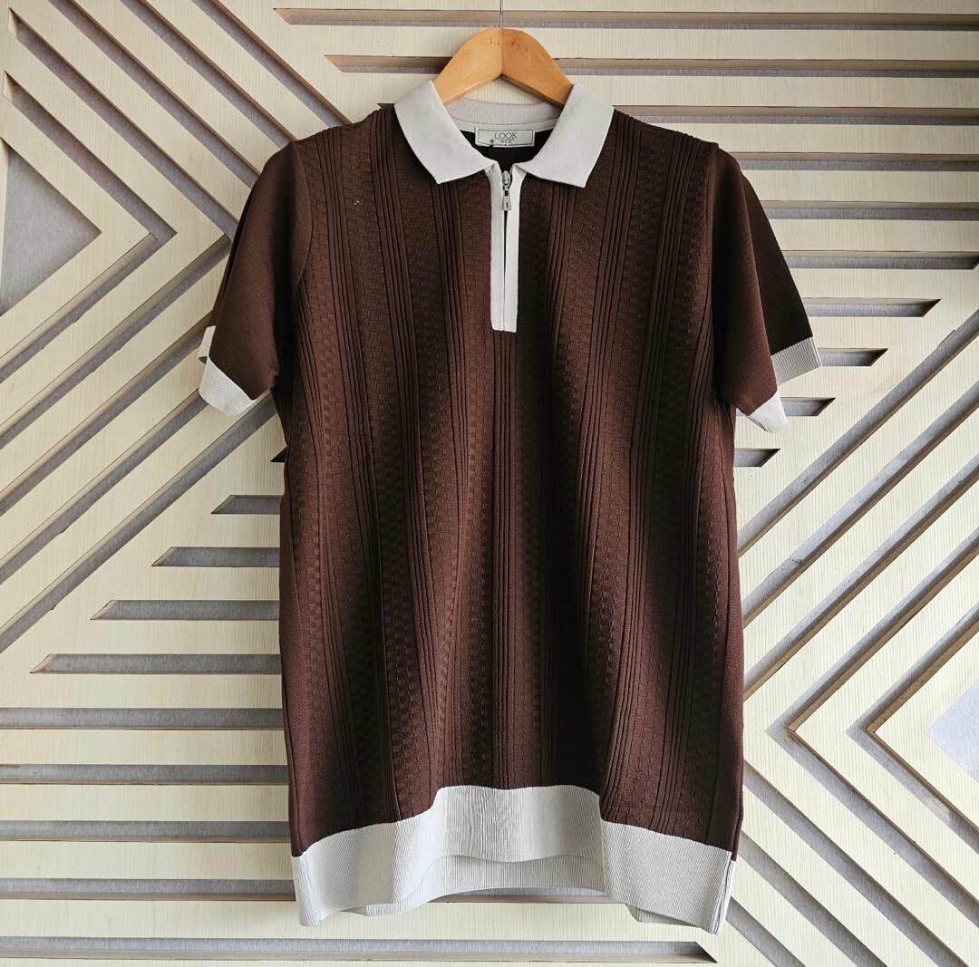 Polo rétro à col zippé