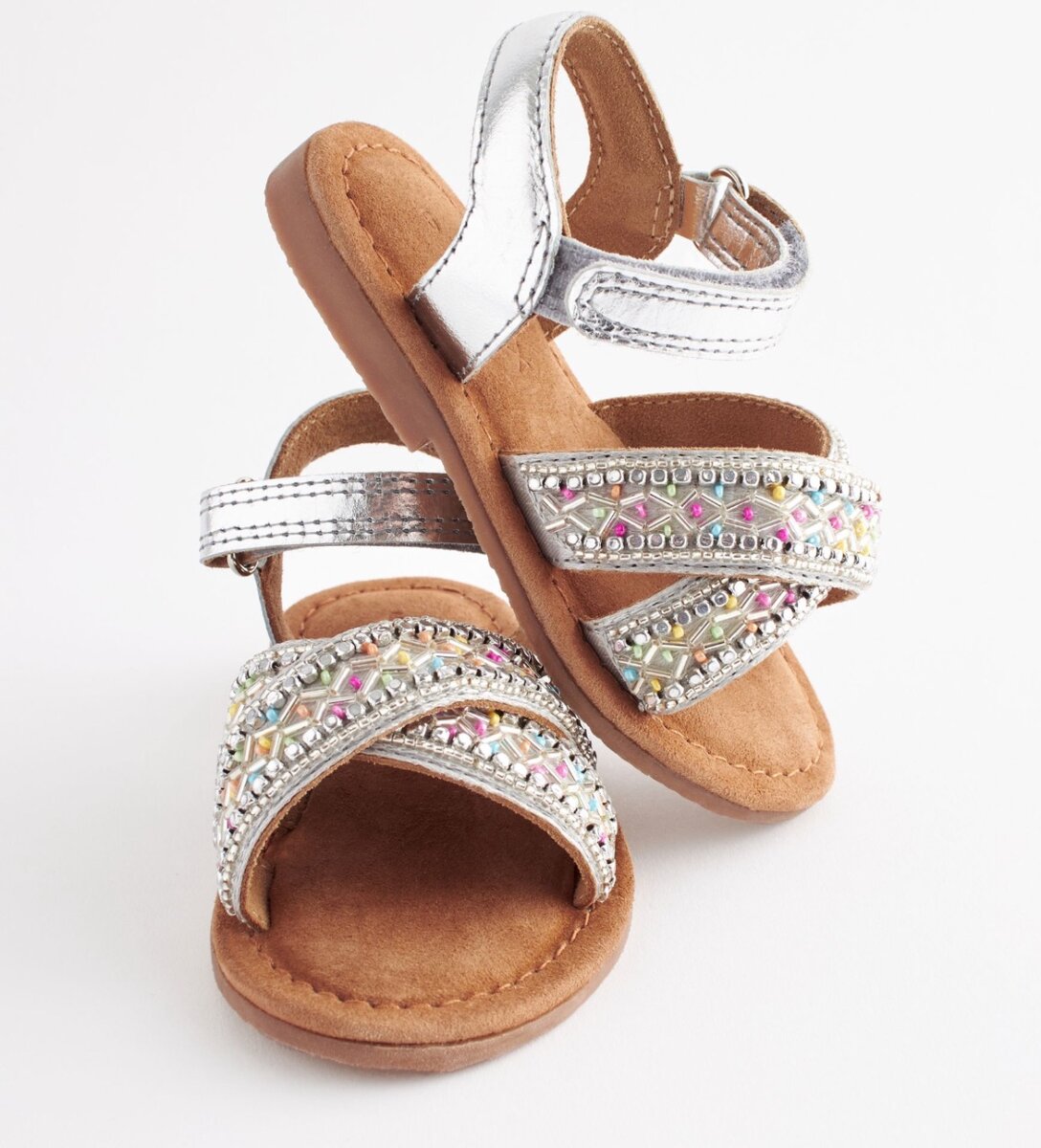 Silver Beaded Sandals