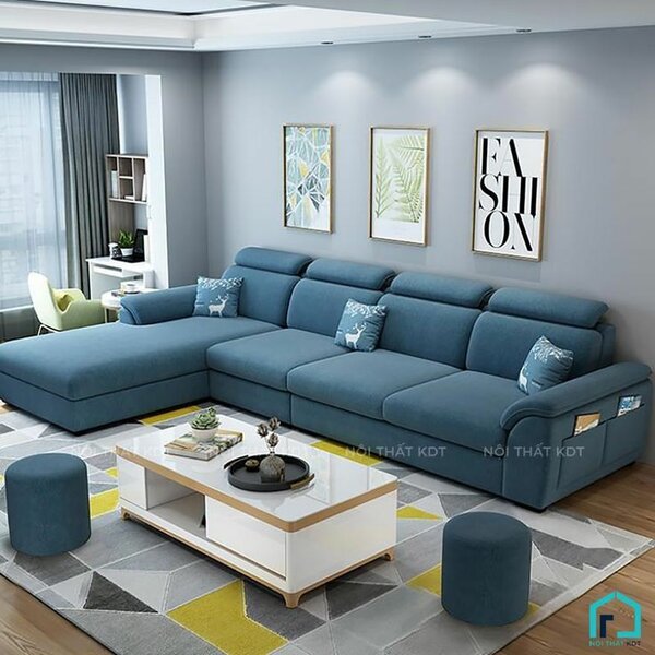 Canapé d'angle bleu moderne