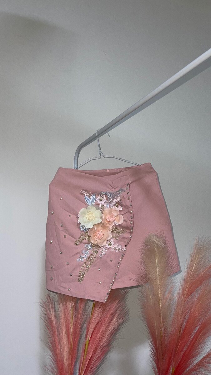 Floral satin skirt