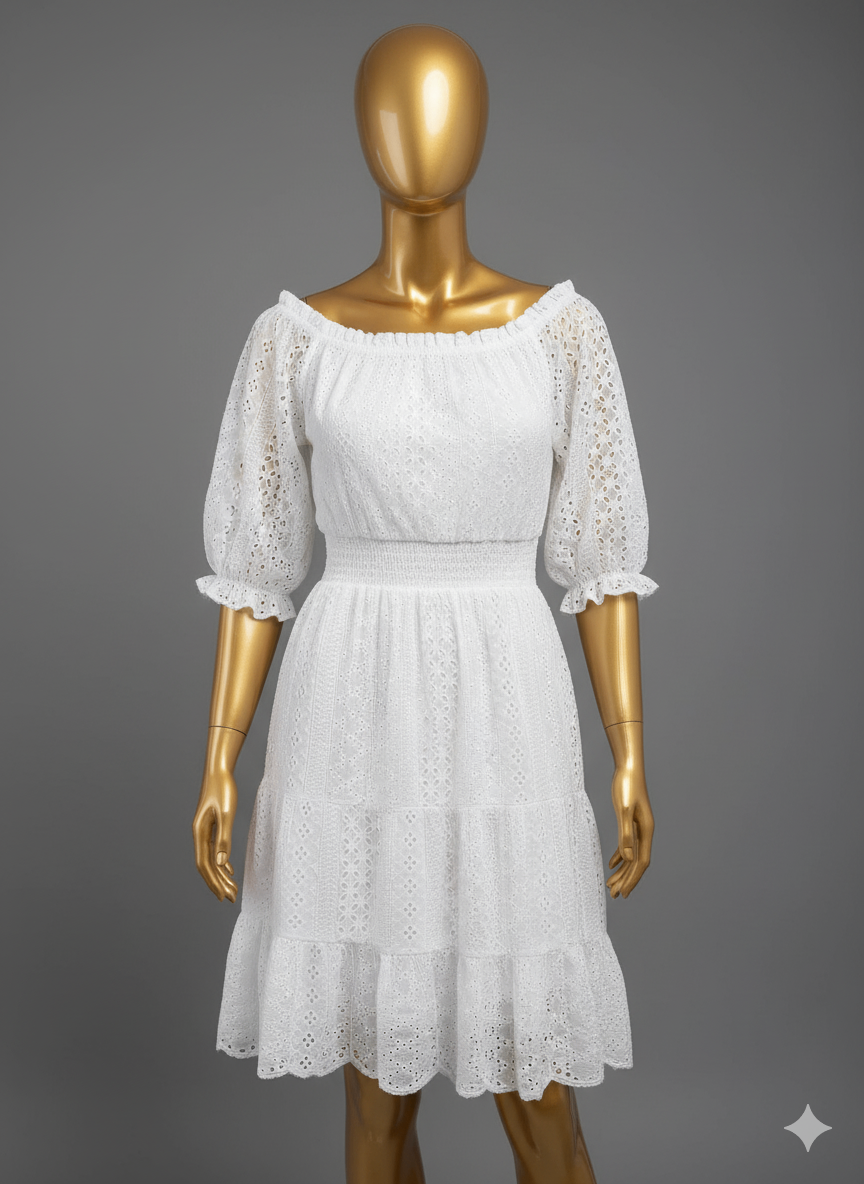 Robe Bohème en Dentelle Blanche