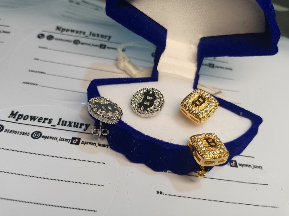 Unisex  Bitcoin stud earrings