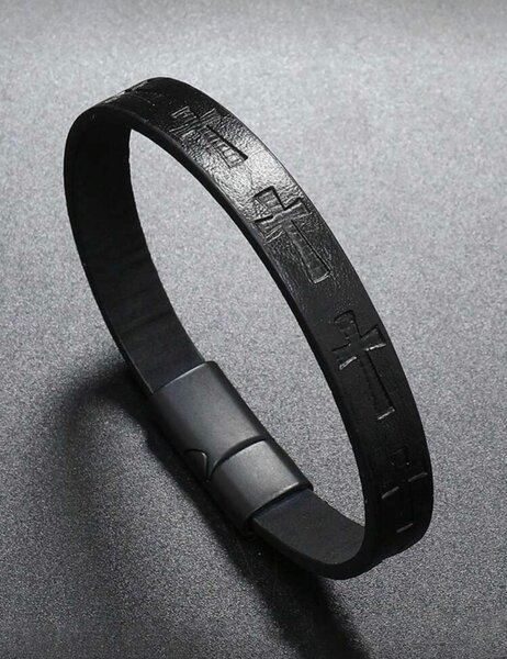 Bracelet en cuir noir pour hommes