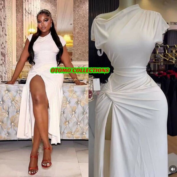 Robe blanche fendue élégante