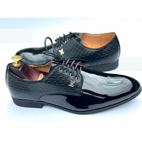 Formal Luis Vuitton Men Loafer Leather Lace-up Shoe