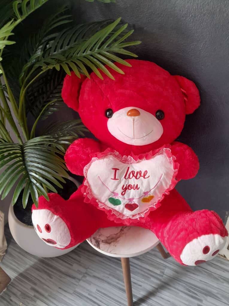 Ours en peluche rouge 65cm