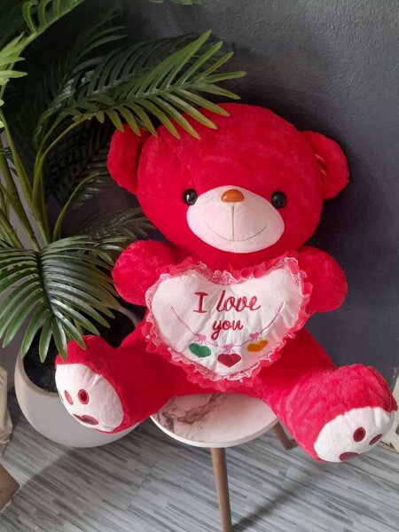 Ours en peluche rouge 65cm