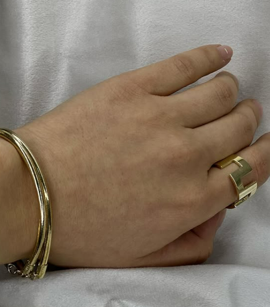 Комплект геометрической формы - тренд 2024-2025✨ из желтого золота 585 пробы / 14 карат✨