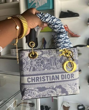 Christian Dior bag gray-beige with print