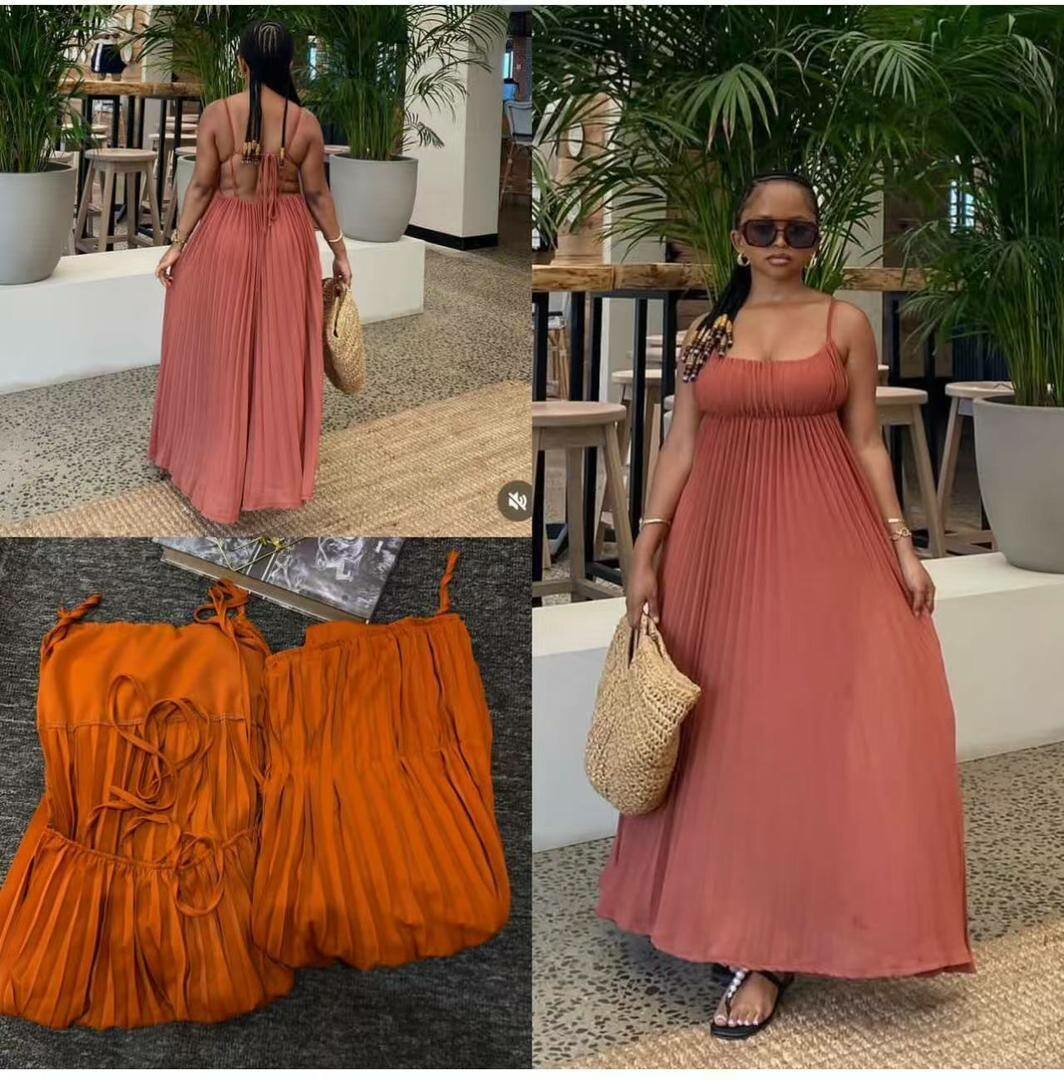 Robe longue plissée élégante