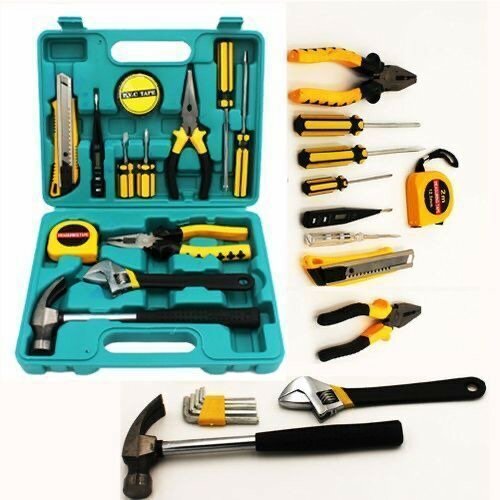 13 in 1 Hardware Tools Repairing Set Kit Toolbox Case - Gree