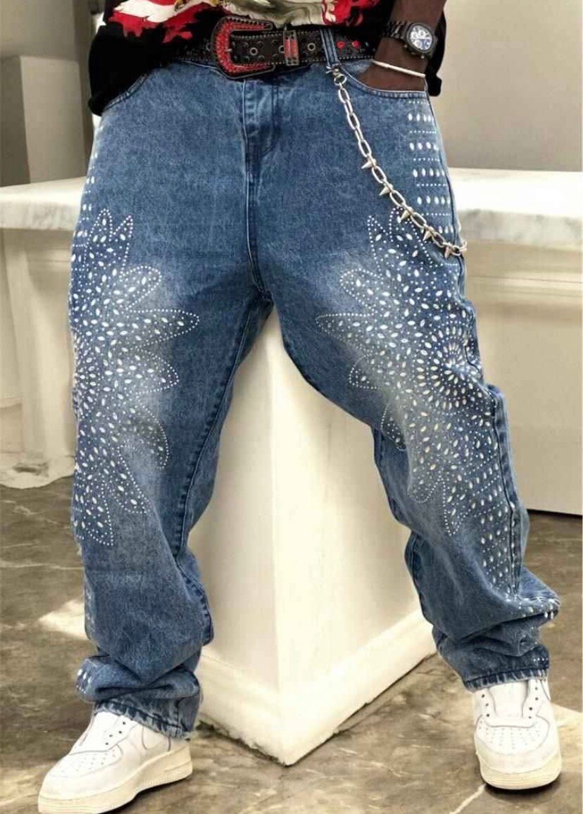 Jean baggy à strass tendance