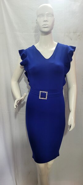 Robe Élegante Bleue avec Volants